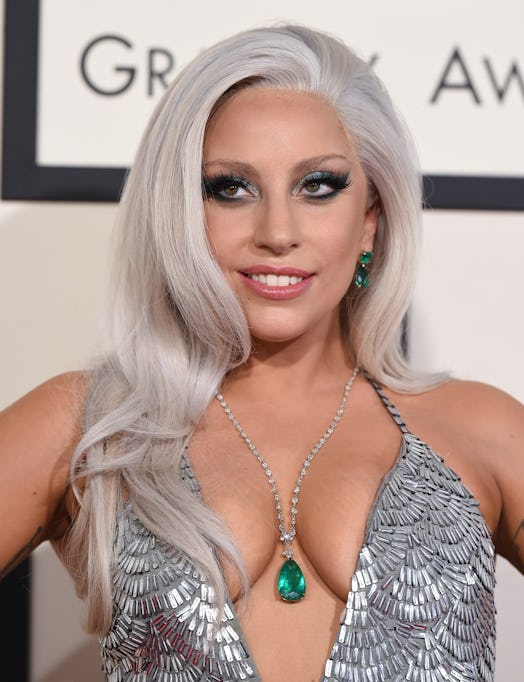 Lady Gaga goes silver at the 2015 Grammys. 