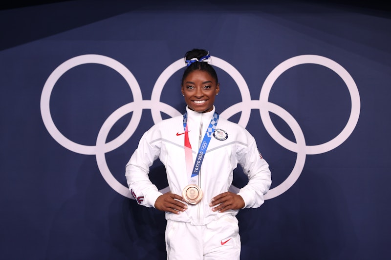 Simone Biles' aunt died during the Olympics, the gymnast revealed. (Photo by Laurence Griffiths/Gett...