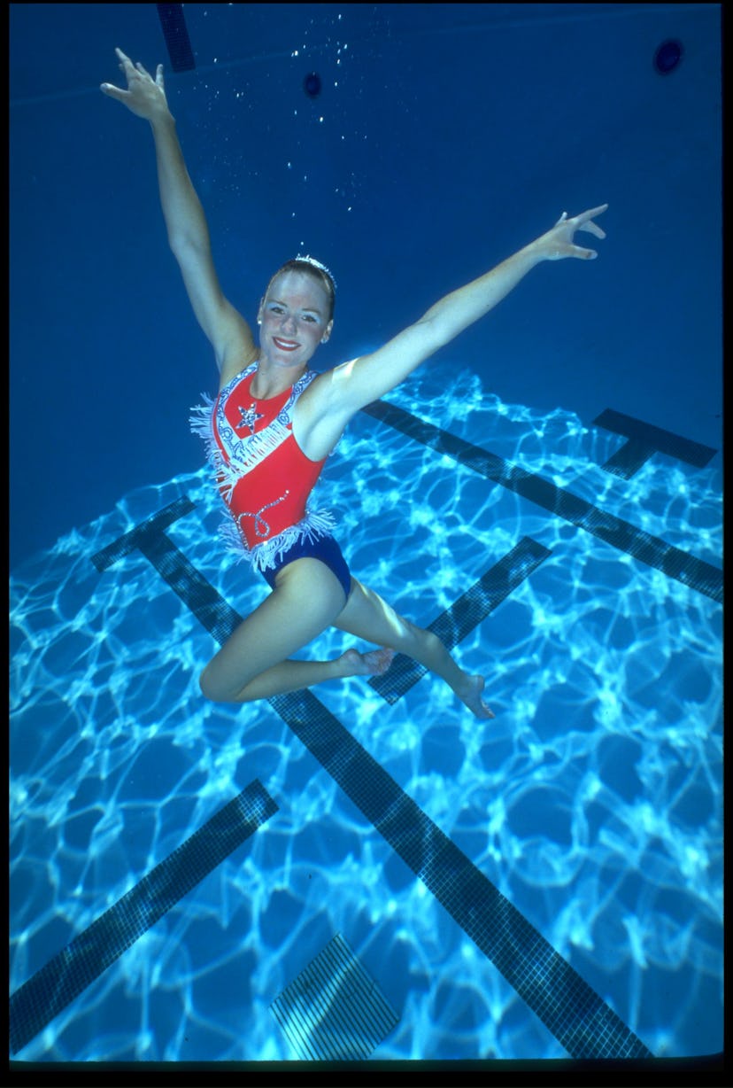 Apr 1992: Kristen Bobb-Sprague of the USA during the USA synchronized swimming olympic trials. Manda...