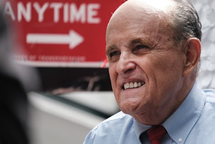 NEW YORK, NEW YORK - JUNE 21: Former New York City Mayor Rudy Giuliani makes an appearance in suppor...