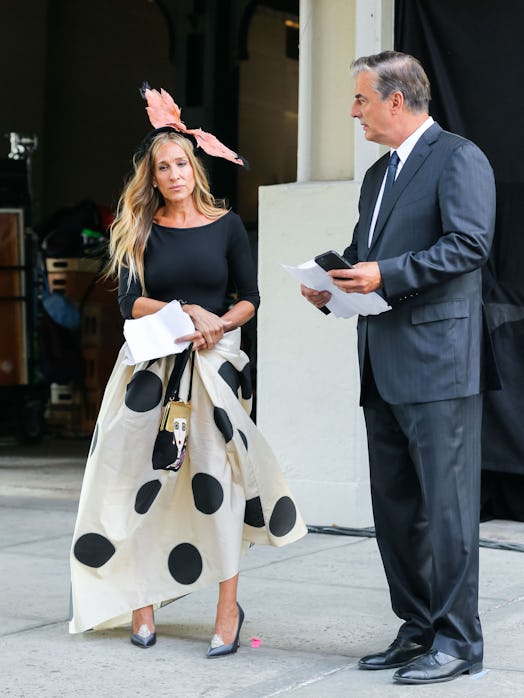 Sarah Jessica Parker and Chris Noth on the set of the Sex An The City Reboot