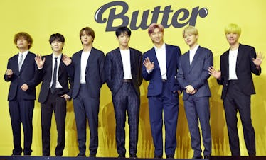 SEOUL, SOUTH KOREA - MAY 21: BTS attends a press conference for BTS's new digital single 'Butter' at...