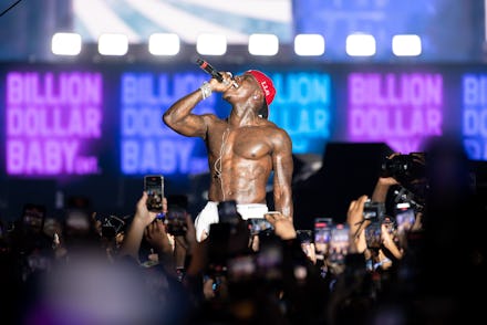 MIAMI GARDENS, FLORIDA - JULY 25: Dababy performs onstage during day 3 at Rolling Loud Miami 2021 at...