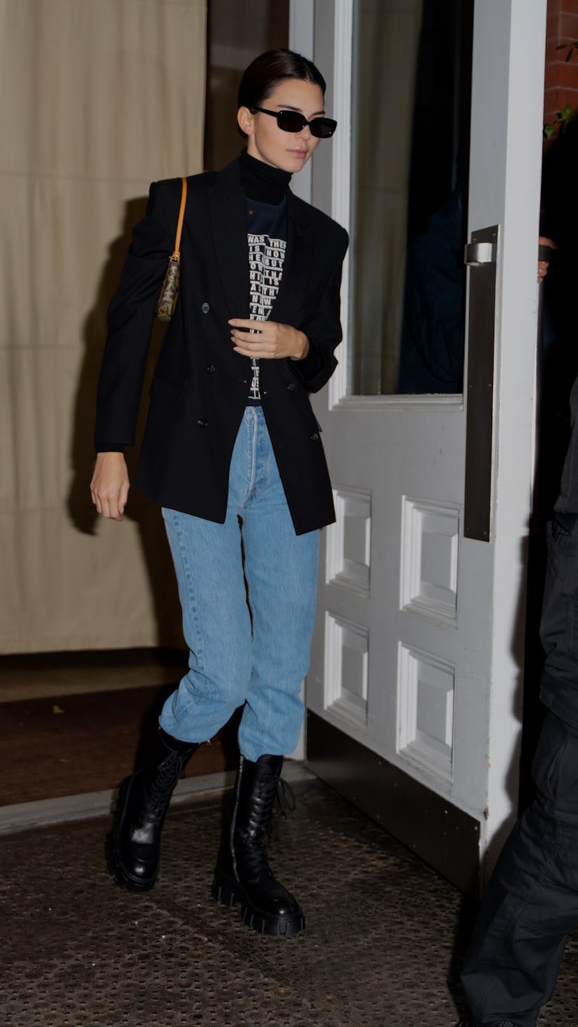 NEW YORK, NEW YORK - NOVEMBER 17: Kendall Jenner is seen in SoHo on November 17, 2019 in New York Ci...