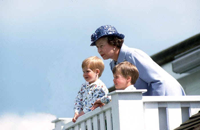 UNITED KINGDOM - JUNE 14:  Queen With Prince William & Prince Henry At Polo  (Photo by Tim Graham Ph...