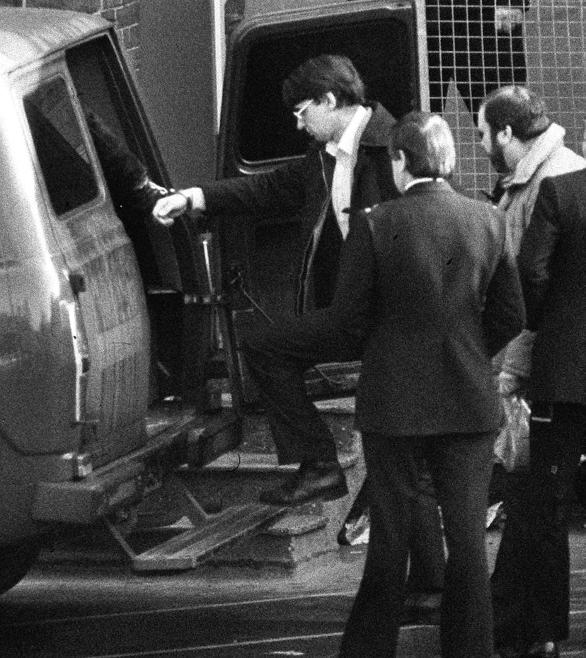 Dennis Nilsen, 37, enters van after appearing at Highgate Magistrates Court, London, where he is cha...
