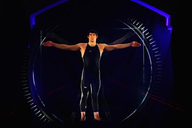 LONDON - FEBRUARY 12:  Swimmer Michael Phelps of the United States of America appears as a hologram ...