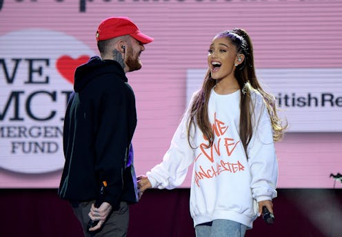 MANCHESTER, ENGLAND - JUNE 04:  Mac Miller (L) and Ariana Grande perform on stage during the One Lov...