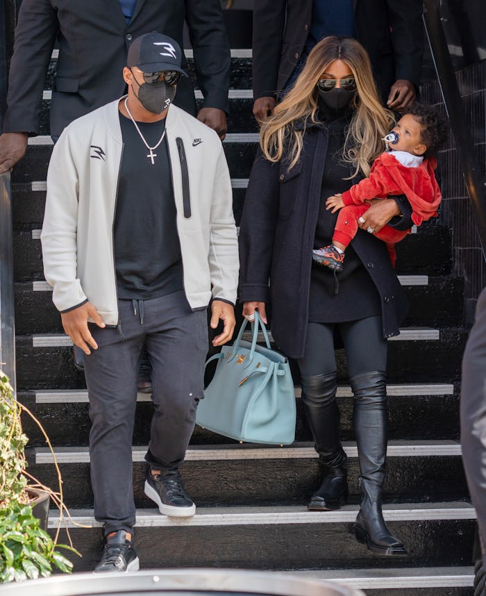 NEW YORK, NY - APRIL 10: Ciara and Russell Wilson are seen with son Win Harrison on April 10, 2021 ...