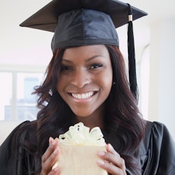 woman with a gift on her graduation 
