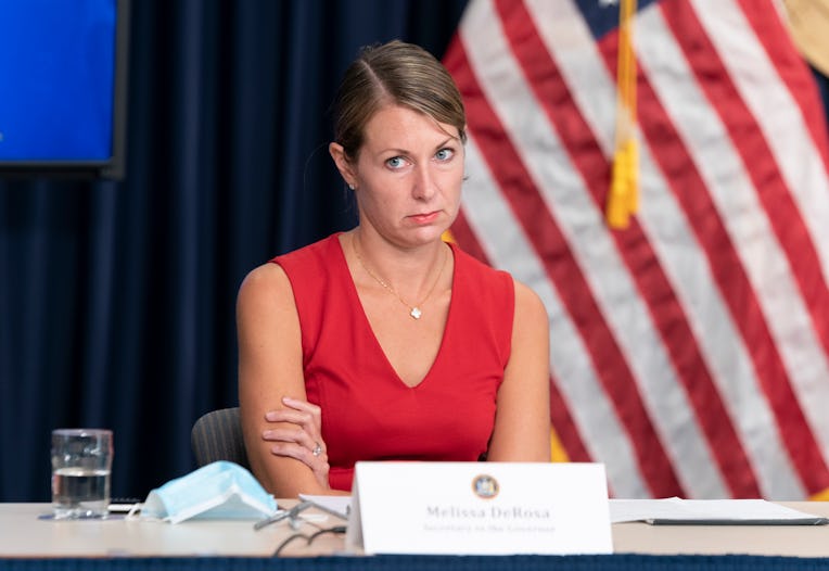 NEW YORK, UNITED STATES - 2020/09/09: Melissa DeRosa Secretary to Governor attends Andrew Cuomo anno...