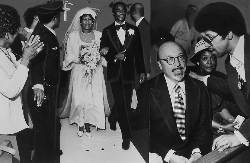 Soul music singer Aretha Franklin and Glynn Turman during their wedding, April 11, 1978. 