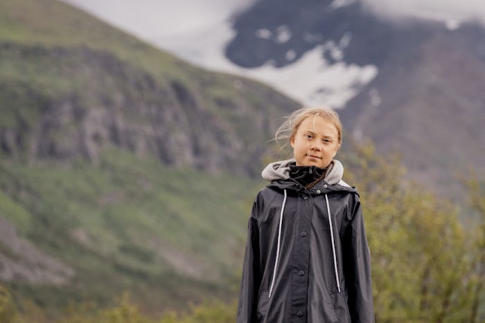 Swedish climate activist Greta Thunberg poses for a photo by the Ahkka mountain at the world heritag...