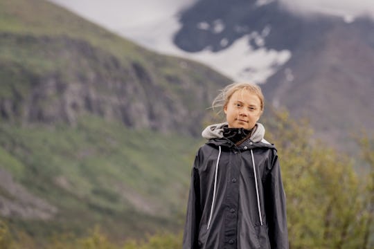 Swedish climate activist Greta Thunberg poses for a photo by the Ahkka mountain at the world heritag...