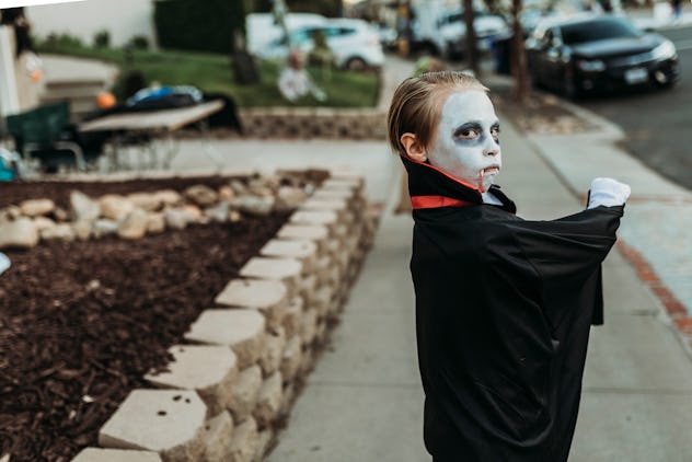 little boy dressed up as dracula,  halloween knock knock joke