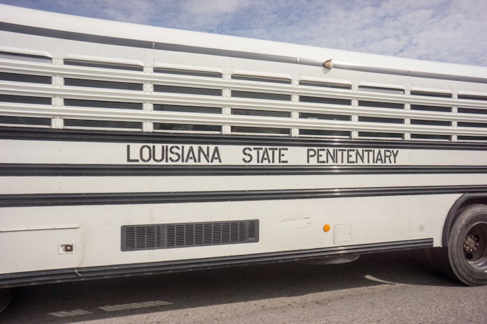 ANGOLA PRISON, LOUISIANA - OCTOBER 14, 2013:  
An offender transportation bus at Angola prison.

The...