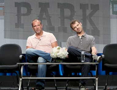 BEVERLY HILLS, CA - JULY 12: Writer/creators Trey Parker (L) and Matt Stone speak onstage during th...