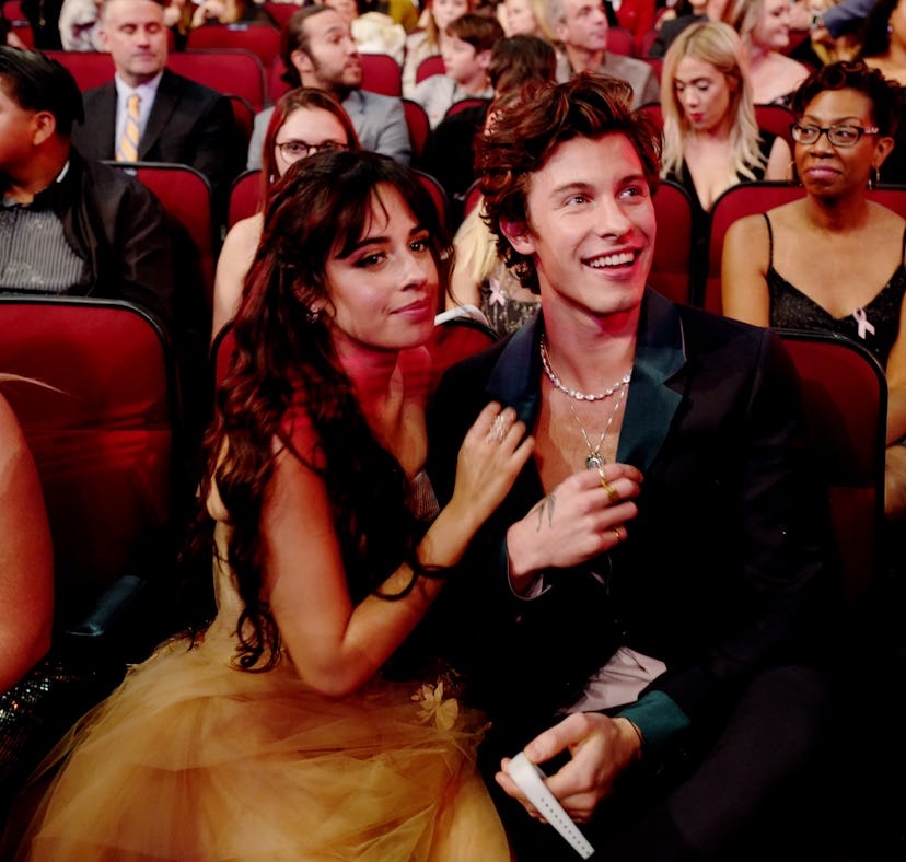 LOS ANGELES, CALIFORNIA - NOVEMBER 24: (L-R) Camila Cabello and Shawn Mendes attend the 2019 America...