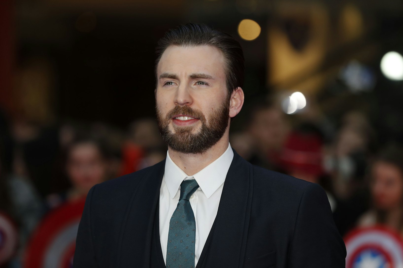 Chris Evans Dressed His Dog In His Cable Knit Sweater From Knives Out