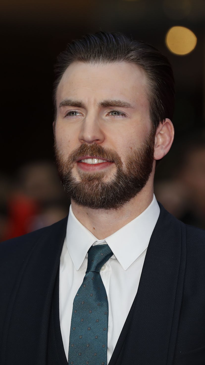 US actor Chris Evans poses on the red carpet arriving for the European Premiere of the film Captain ...