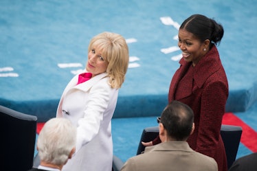 UNITED STATES - JANUARY 20: First Lady Michelle Obama, right, and Dr. Jill Biden are seen on the Wes...