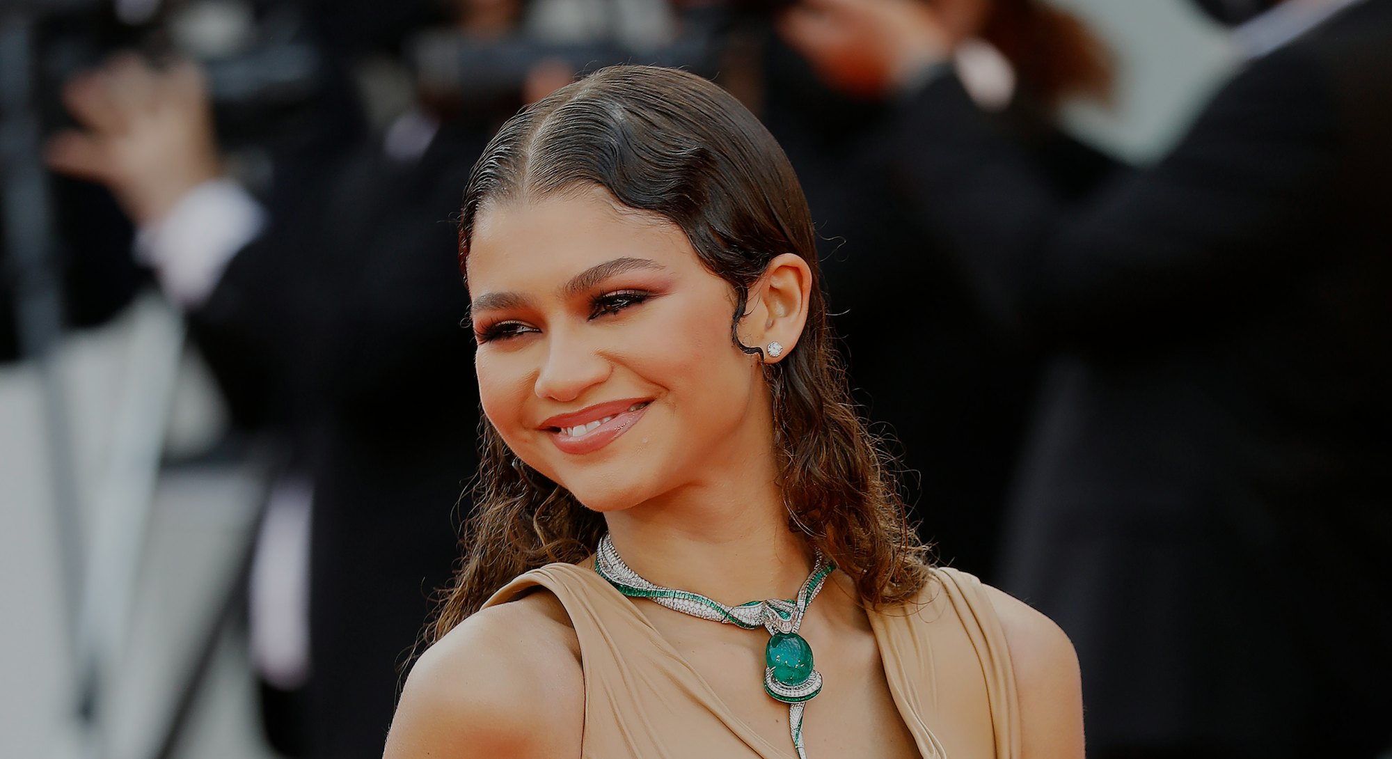 VENICE, ITALY - SEPTEMBER 03, 2021: Zendaya arrives on the red carpet for 'Dune' during the 78th Ven...