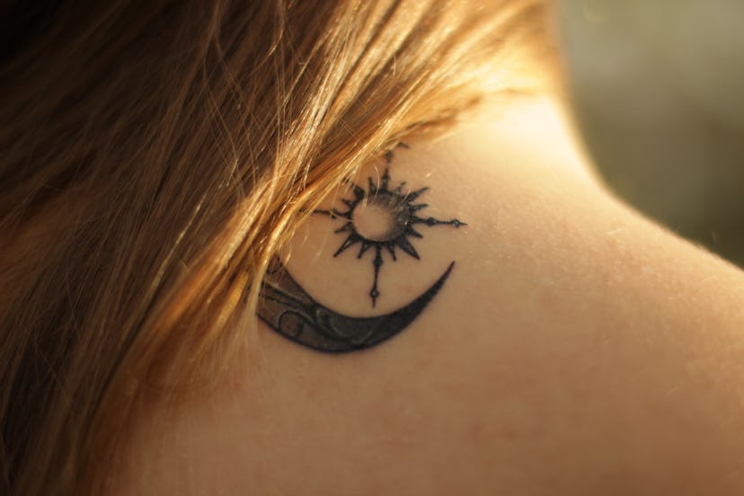 Family unity tattoos: sun and moon