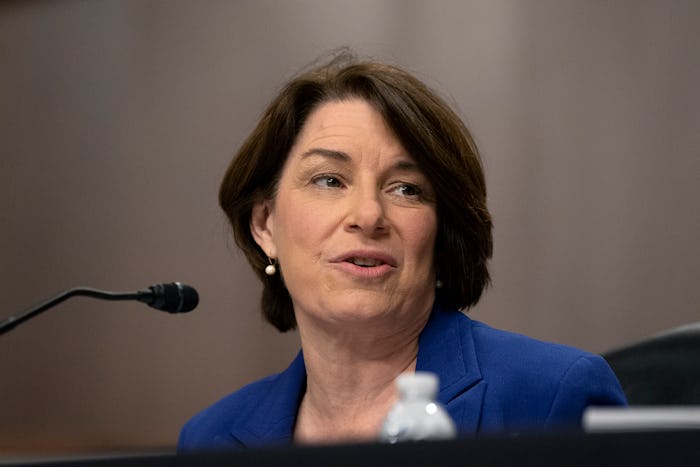 WASHINGTON, DC - SEPTEMBER 30: Sen. Amy Klobuchar (D-MN), speaks during a hearing on Wednesday, Sept...