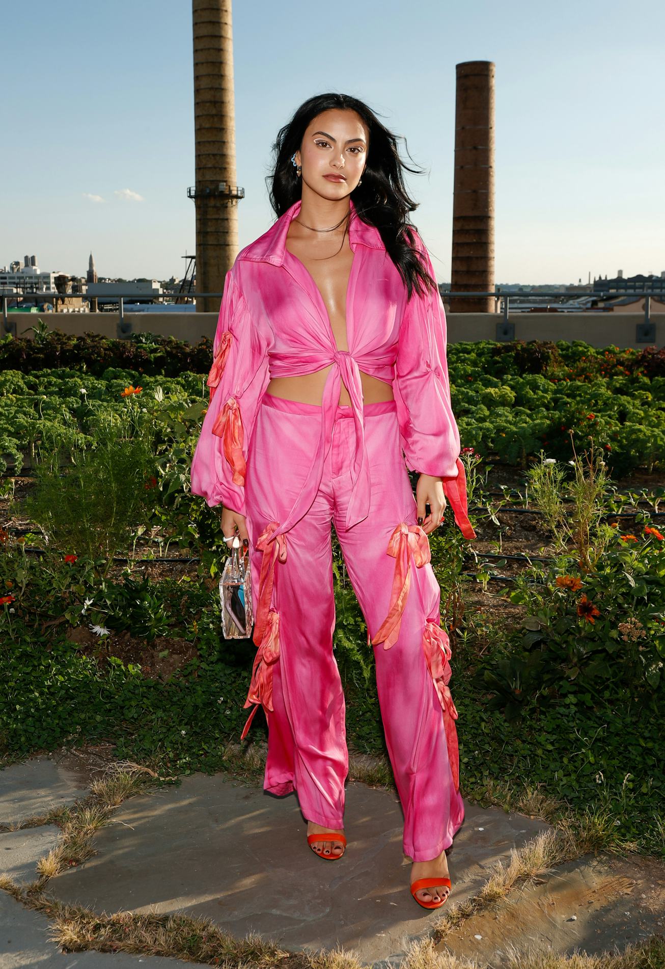 NEW YORK, NEW YORK - SEPTEMBER 07: Camila Mendes attends the Collina Strada SS2022 fashion show duri...