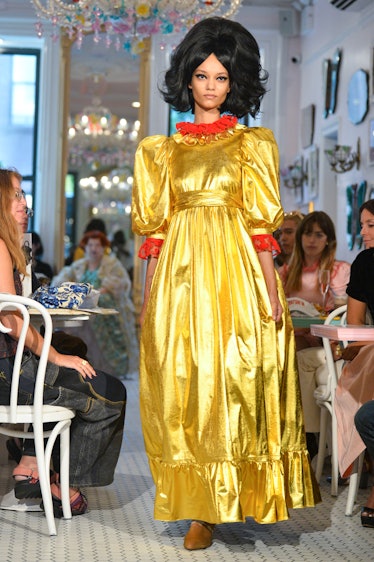 NEW YORK, NEW YORK - SEPTEMBER 10: A model walks the runway for Batsheva during NYFW: The Shows on S...