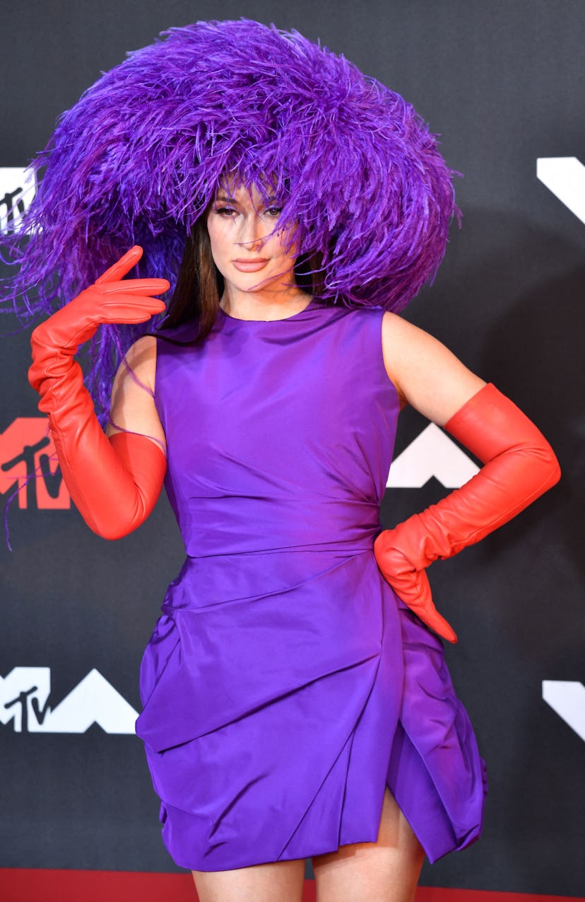 US singer-songwriter Kacey Musgraves arrives for the 2021 MTV Video Music Awards at Barclays Center ...