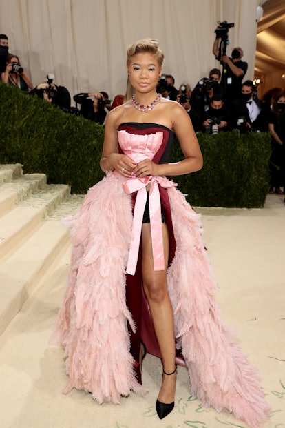 NEW YORK, NEW YORK - SEPTEMBER 13: Storm Reid attends The 2021 Met Gala Celebrating In America: A Le...