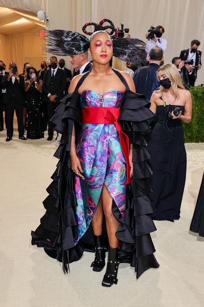 NEW YORK, NEW YORK - SEPTEMBER 13: Co-chair Naomi Osaka attends The 2021 Met Gala Celebrating In Ame...