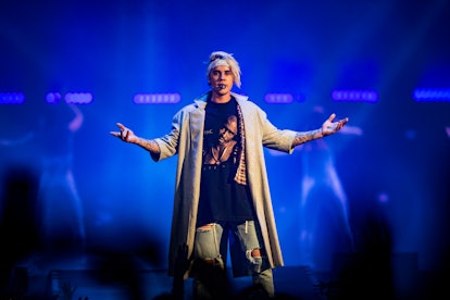Justin Bieber performs during the 2016 Purpose World Tour at Staples Center on March 20, 2016 in Los...