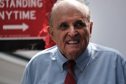 NEW YORK, NEW YORK - JUNE 21: Former New York City Mayor Rudy Giuliani makes an appearance in suppor...