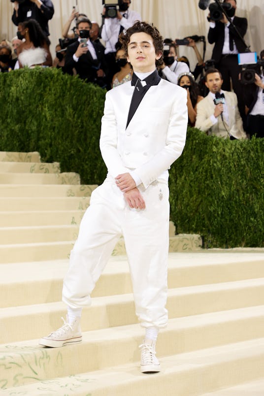 NEW YORK, NEW YORK - SEPTEMBER 13: Co-chair Timothée Chalamet attends The 2021 Met Gala Celebrating ...