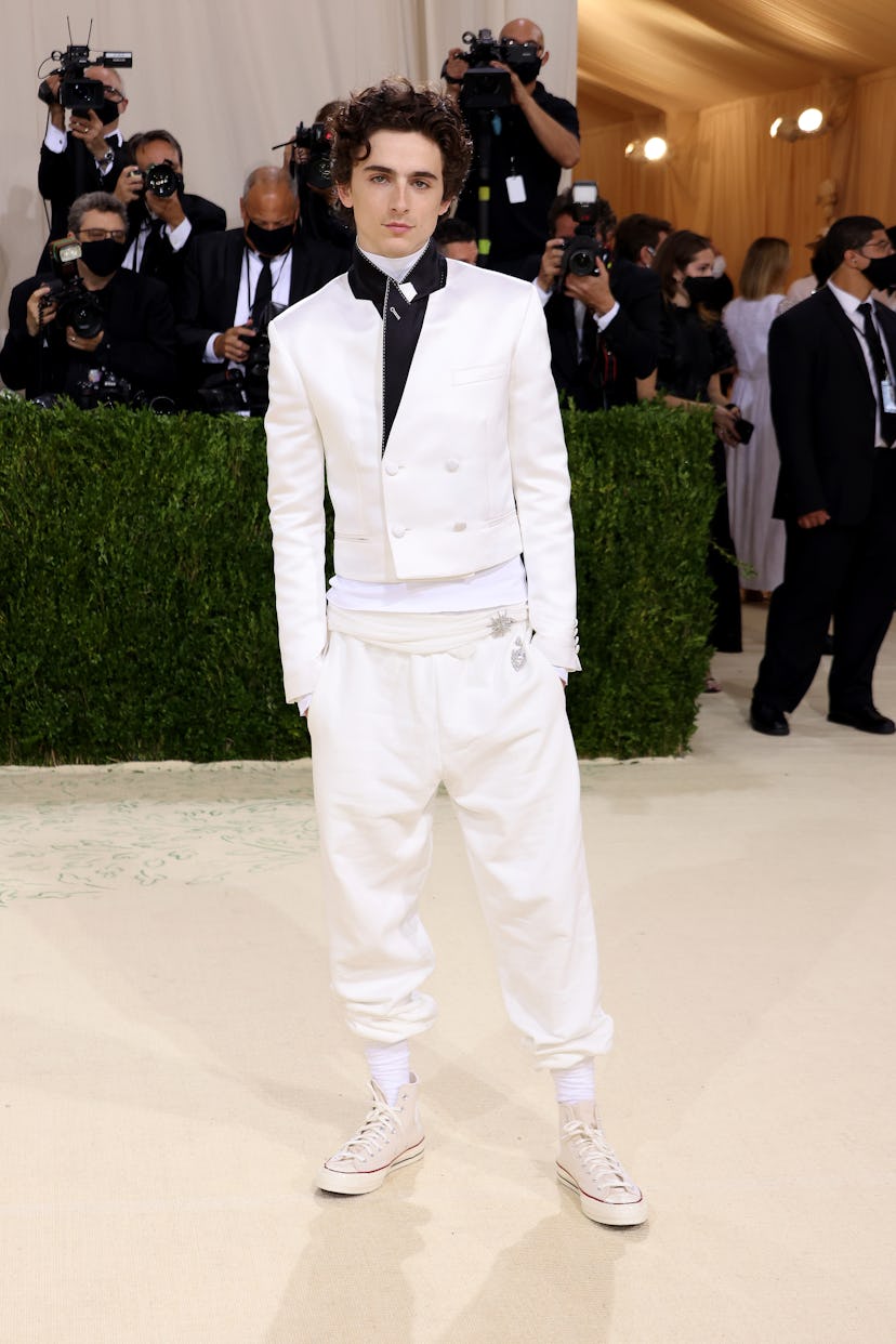 NEW YORK, NEW YORK - SEPTEMBER 13: Co-chair Timothée Chalamet attends The 2021 Met Gala Celebrating …