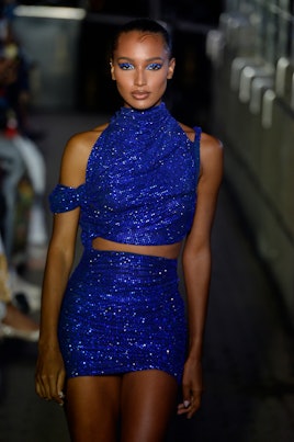 NEW YORK, NEW YORK - SEPTEMBER 09: A model walks the runway for Laquan Smith during NYFW: The Shows ...