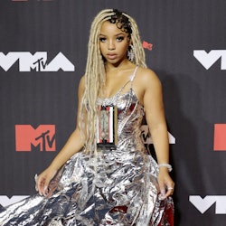 Chlöe Bailey's VMAs 2021 red carpet look sparked conversation, from the fabric to the interesting an...