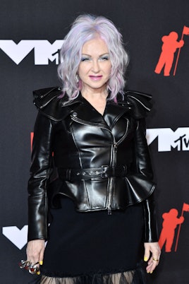 US singer Cyndi Lauper arrives for the 2021 MTV Video Music Awards at Barclays Center in Brooklyn, N...