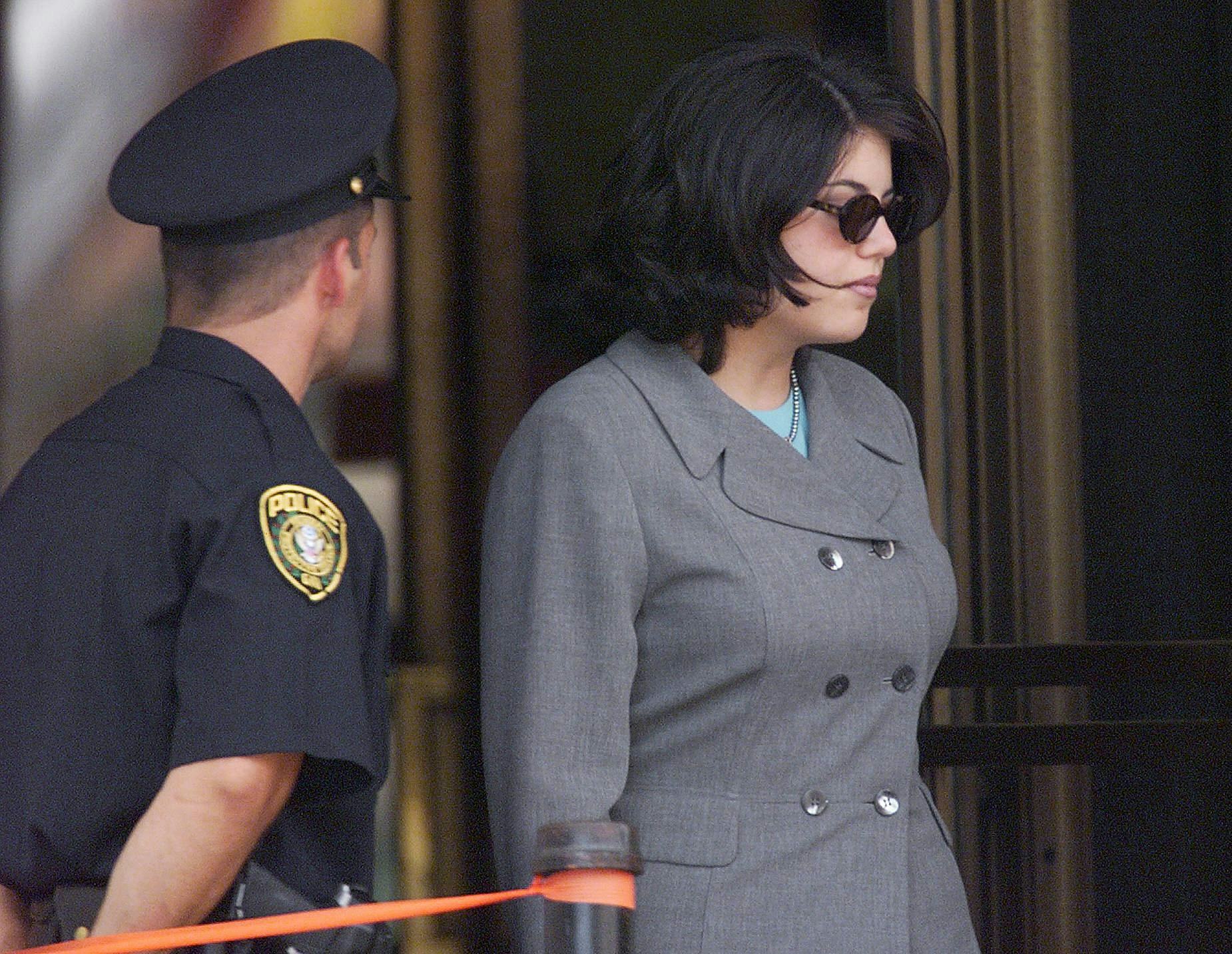 Monica Lewinsky leaves court after testifying before a grand jury investigating President Bill Clint&hellip;