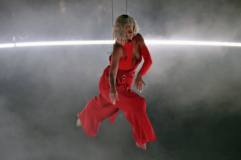 US singer Doja Cat performs on stage during the 2021 MTV Video Music Awards.