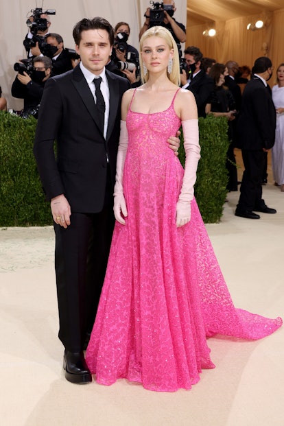 NEW YORK, NEW YORK - SEPTEMBER 13: Brooklyn Beckham and  Nicola Peltz attend The 2021 Met Gala Celeb...