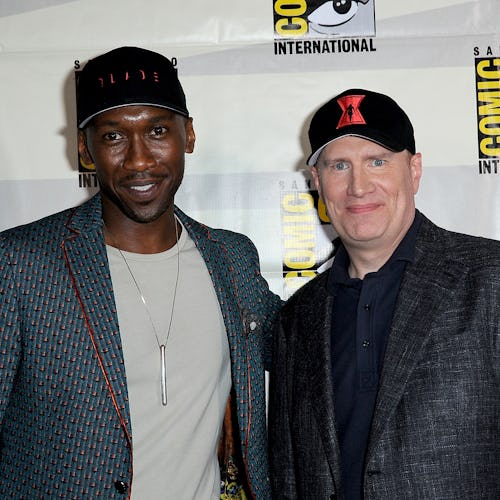 Actor Mahershala Ali and Marvel Studios head Kevin Feige attend the Marvel Studios Panel during 2019...