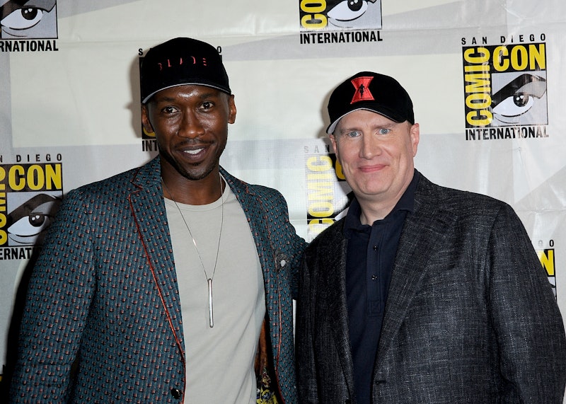 Actor Mahershala Ali and Marvel Studios head Kevin Feige attend the Marvel Studios Panel during 2019...