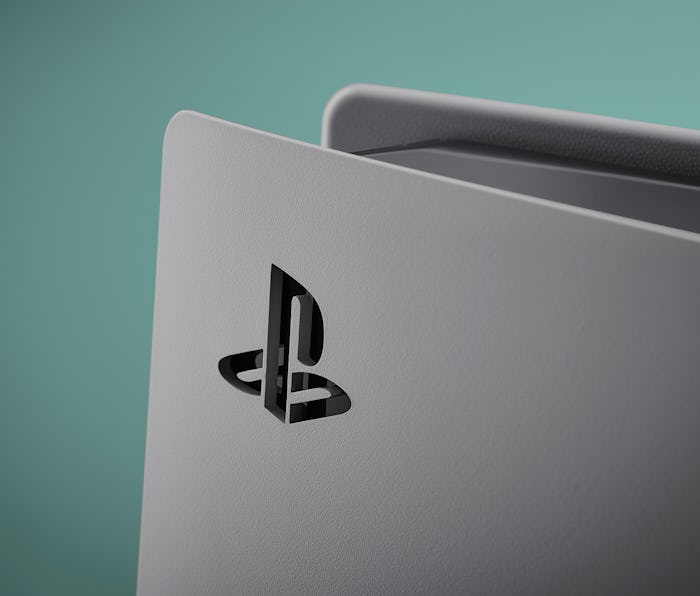 Detail of the logo on a Sony PlayStation 5 home video game console, taken on October 29, 2020. (Phot...