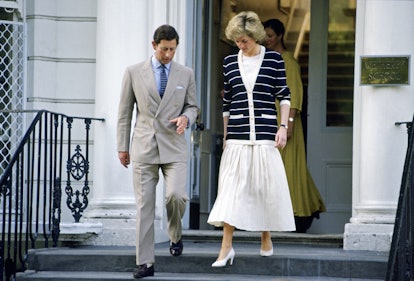 The Prince and Princess of Wales leaving Prince Williams' school in London. 