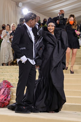 NEW YORK, NEW YORK - SEPTEMBER 13: A$AP Rocky and Rihanna attend The 2021 Met Gala Celebrating In Am...