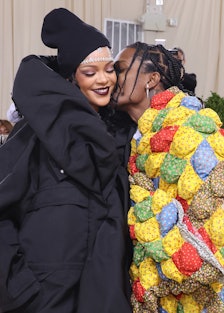 NEW YORK, NEW YORK - SEPTEMBER 13: Rihanna and ASAP Rocky attend the 2021 Met Gala benefit "In Ameri...