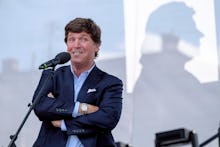 ESZTERGOM, HUNGARY - AUGUST 07: Tucker Carlson speaks during the Mathias Corvinus Collegium (MCC) Fe...